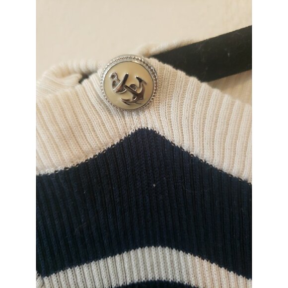 Paul Shark Sweater Womens Yachting Striped Navy Nautical Italy L Anchor Luxury - Picture 4 of 8